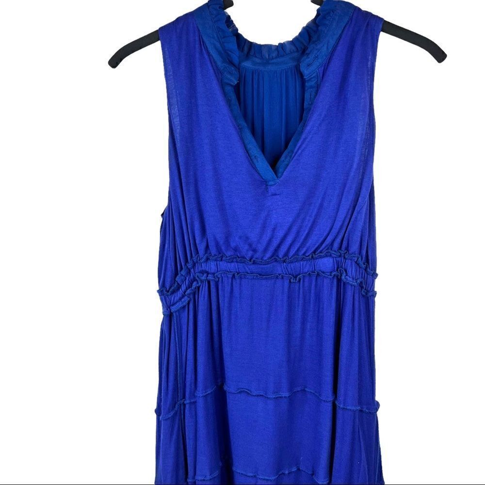 100% Silk Cocktail Dress Tiered Ruffles in Navy Blue Women's Size Small - Picture 9 of 10